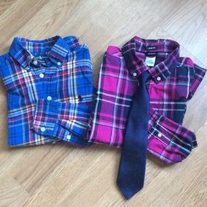 2 boys button down long sleeve shirt 1-tie